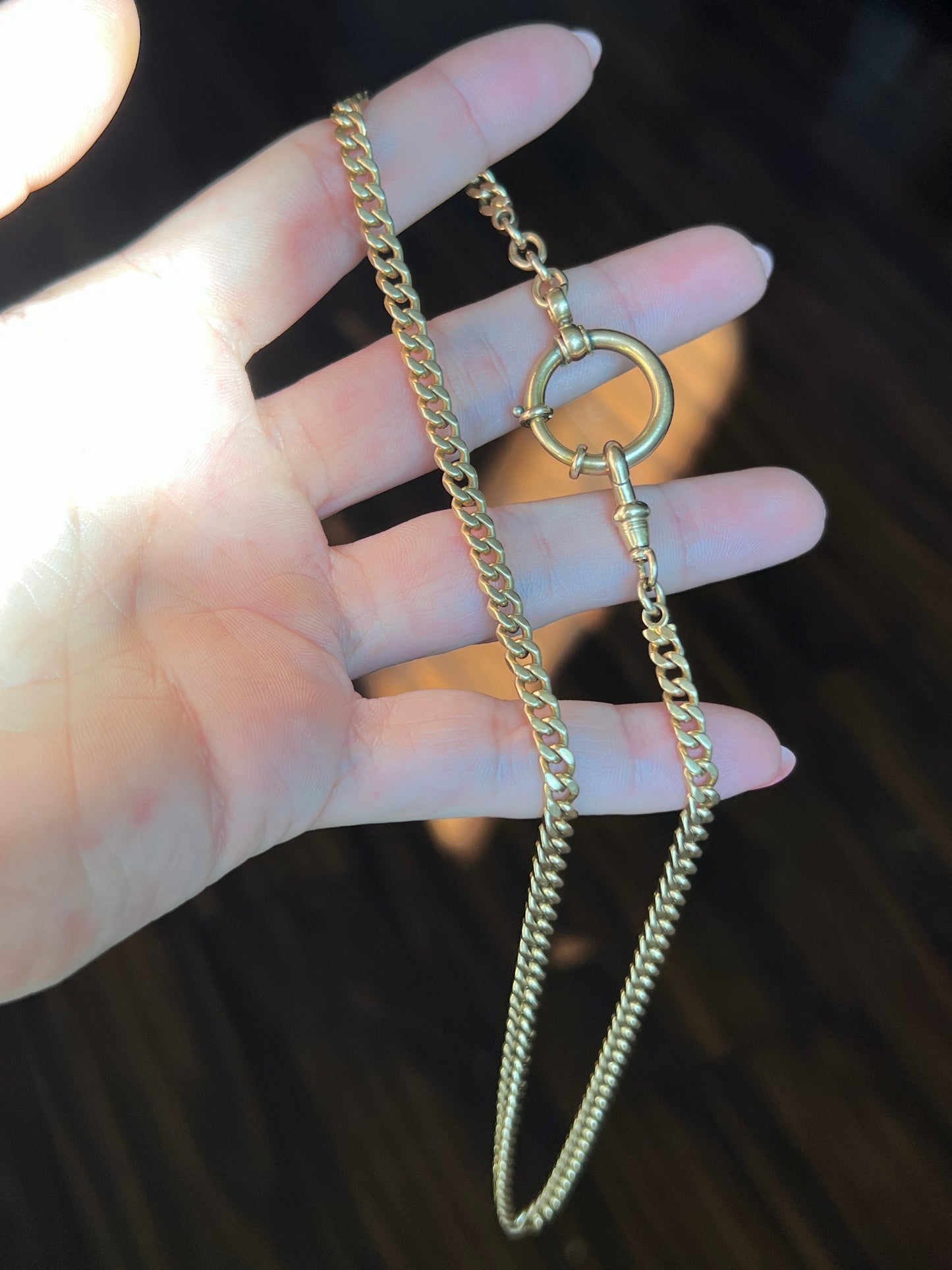 Vintage 14k Gold 17.5” Curb Link Watch Chain