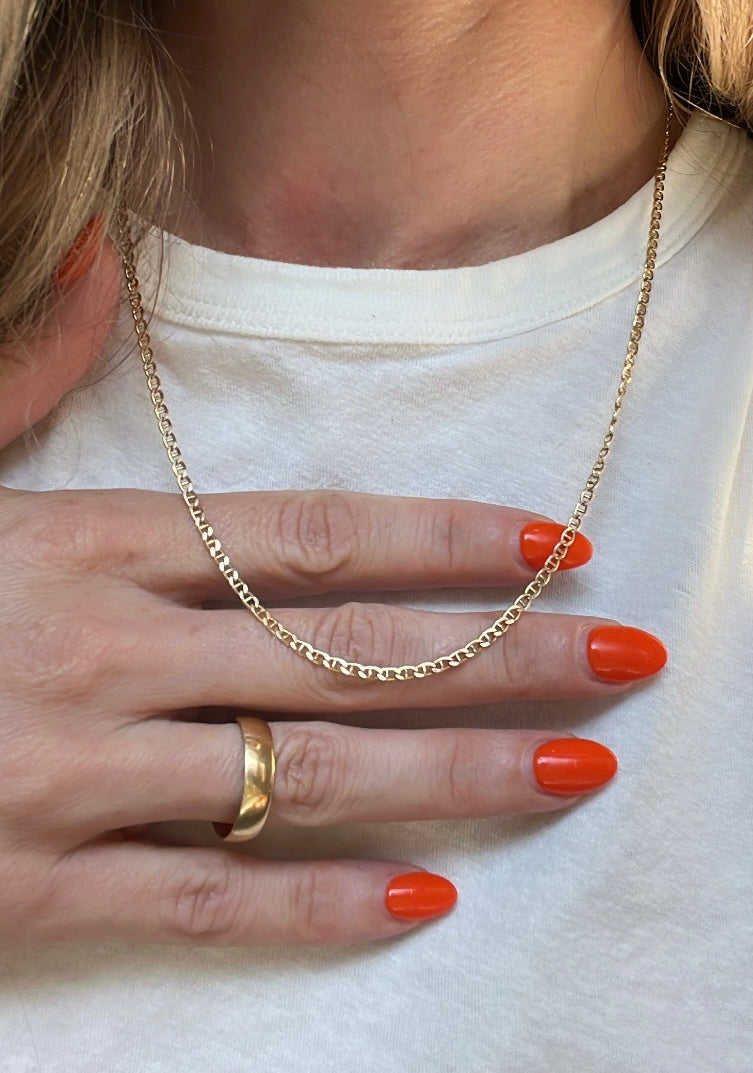 Vintage 14k Gold 20.5” Mariner Link Chain Necklace