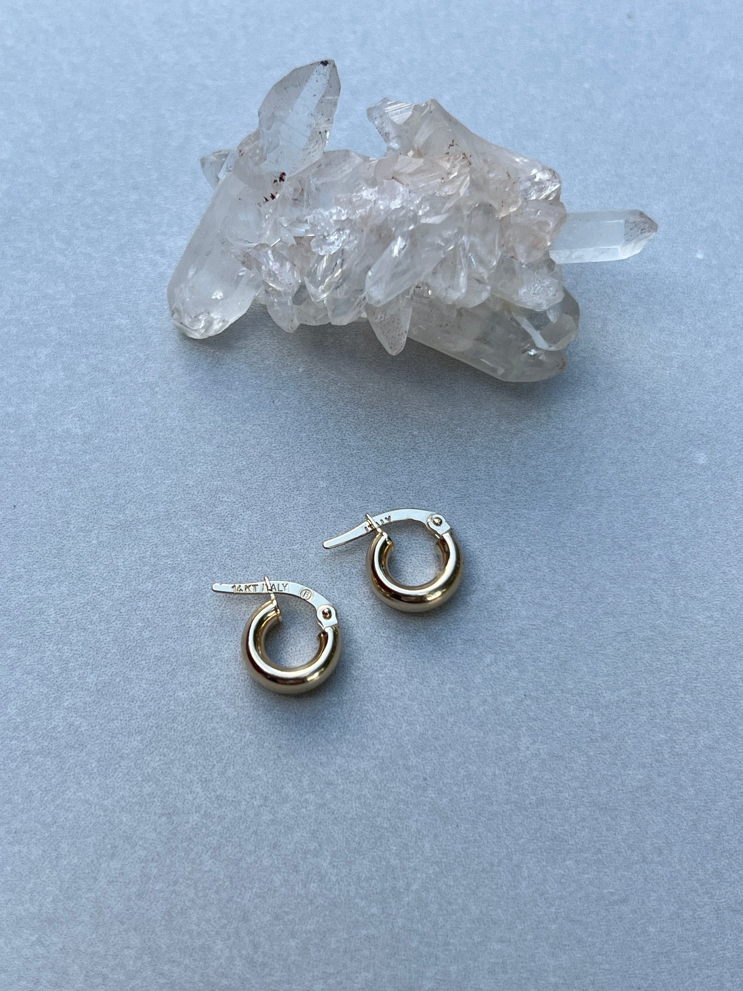 Vintage 14k Gold XS Wide Huggie Hoop Earrings