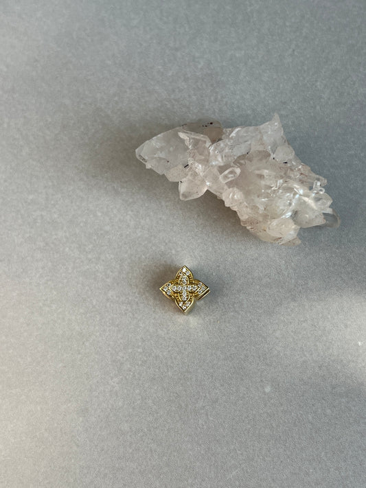 Estate 14k Gold Pave Spacer Bead Charm