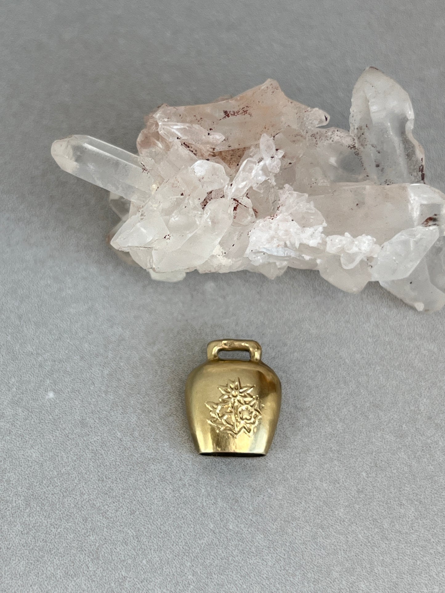 Vintage 14k Gold Swiss Edelweiss Cowbell Charm