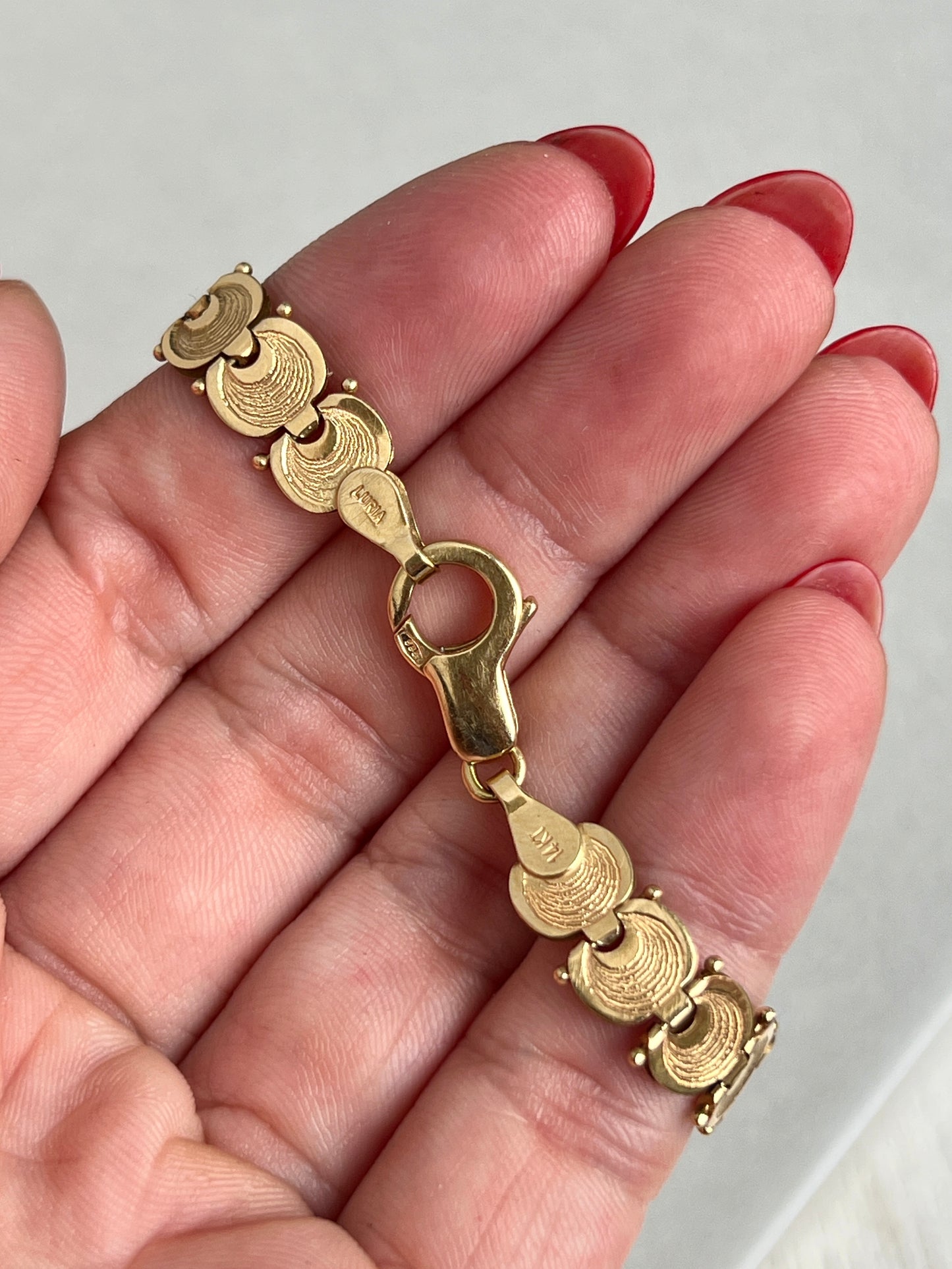 Vintage 14k Gold Liquid Fan Link Bracelet