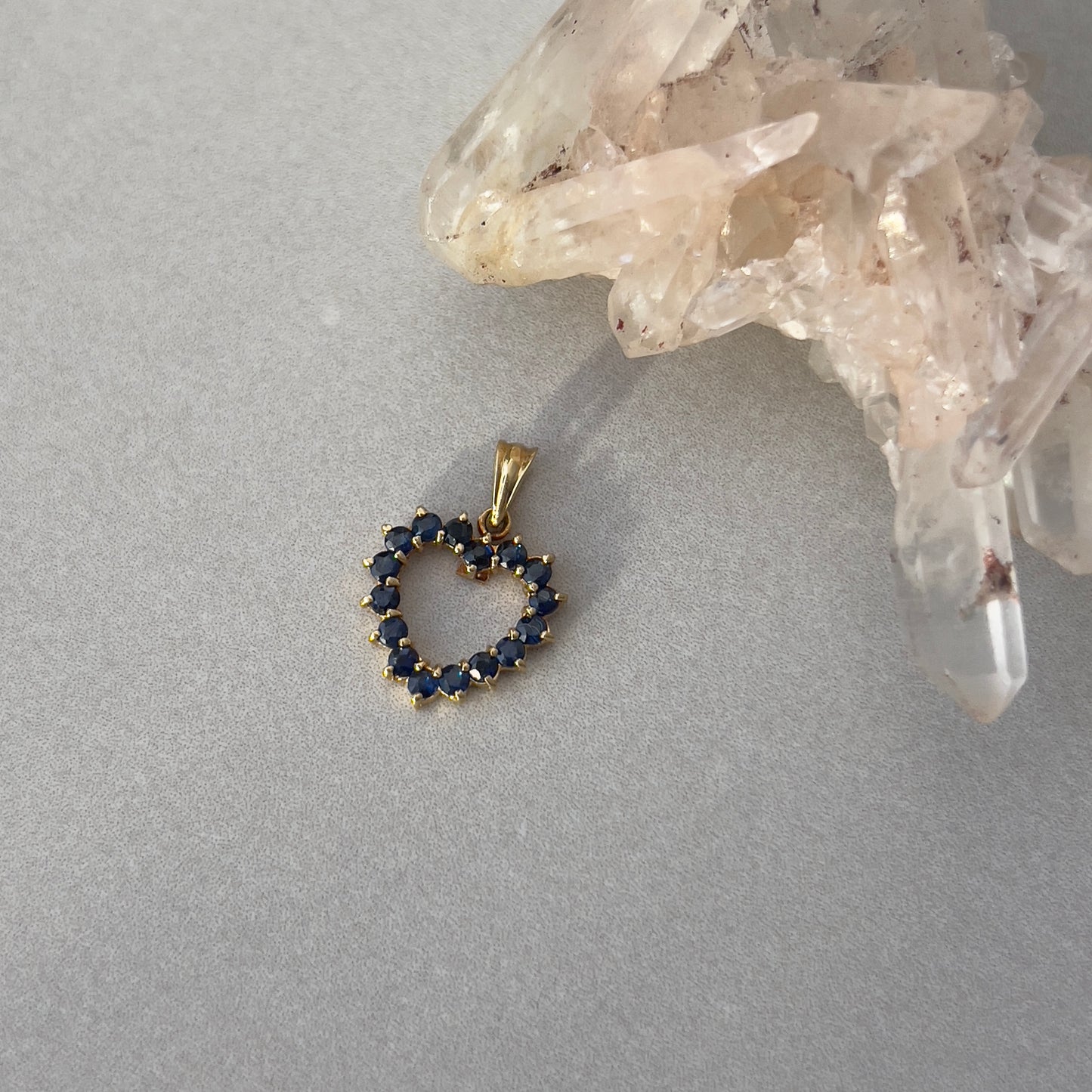 Vintage 14k Gold Sapphire Open Heart Charm