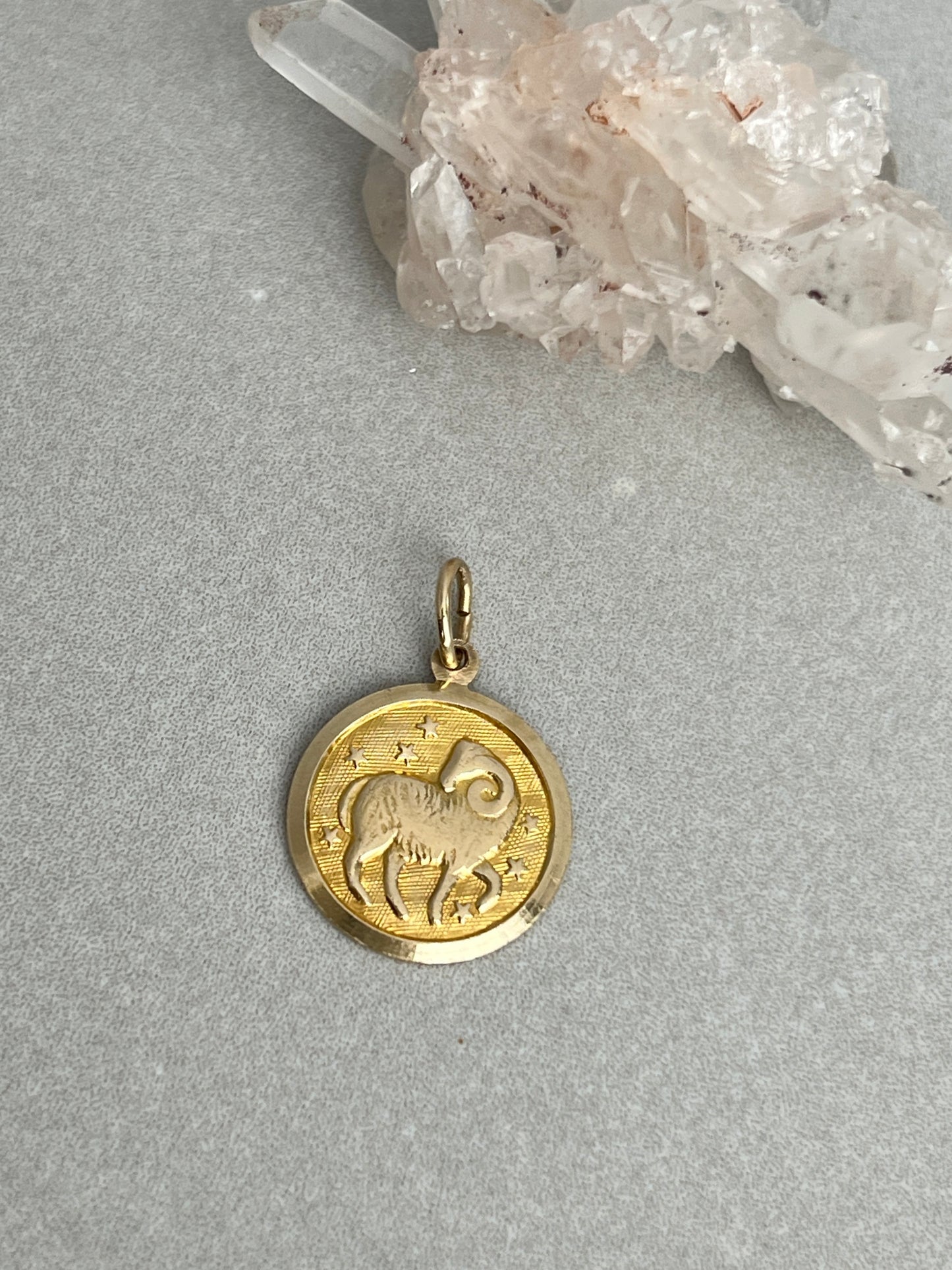 Vintage 14k Gold Aries Zodiac Medallion Charm