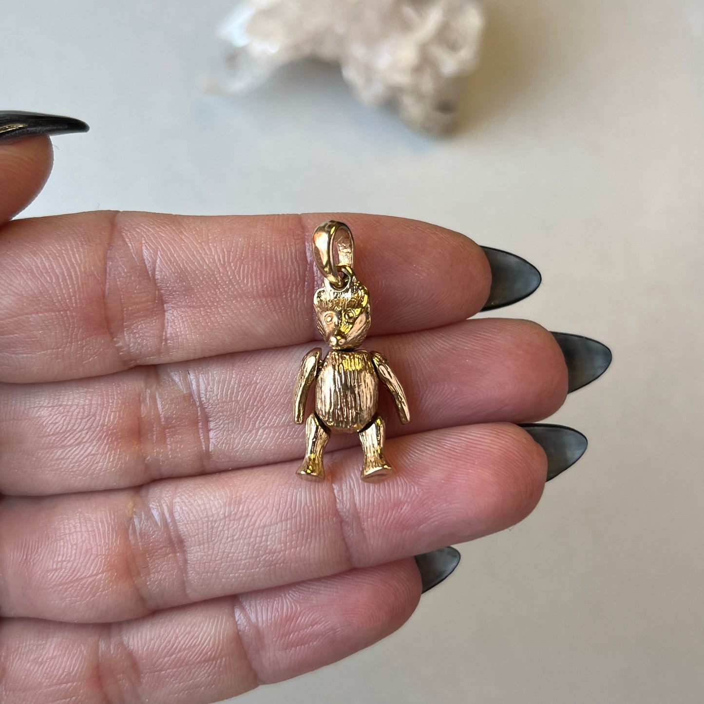 Vintage 9k Articulated Teddy Bear Charm