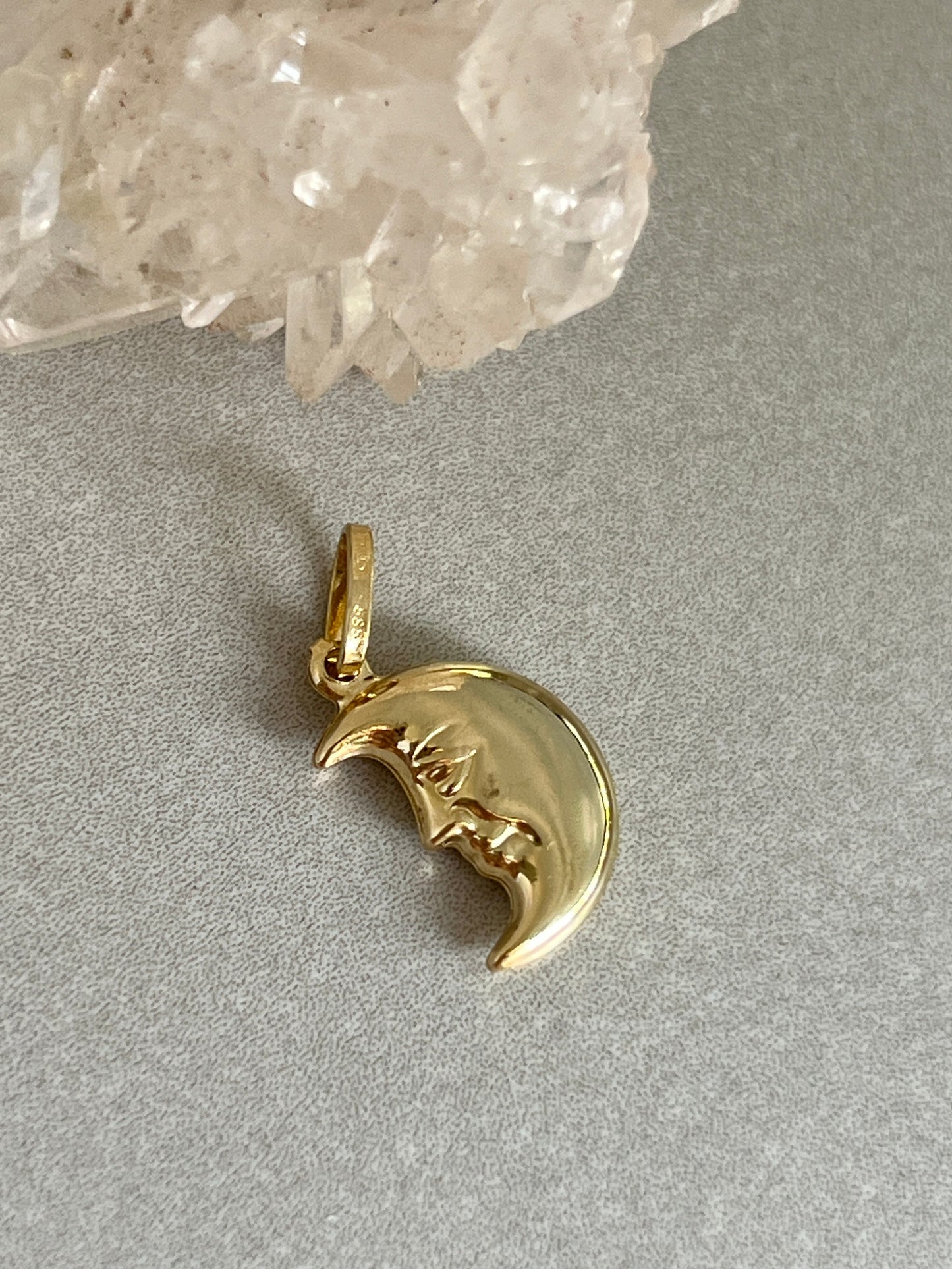 Vintage 14k Gold Puffy Man in the Moon Charm