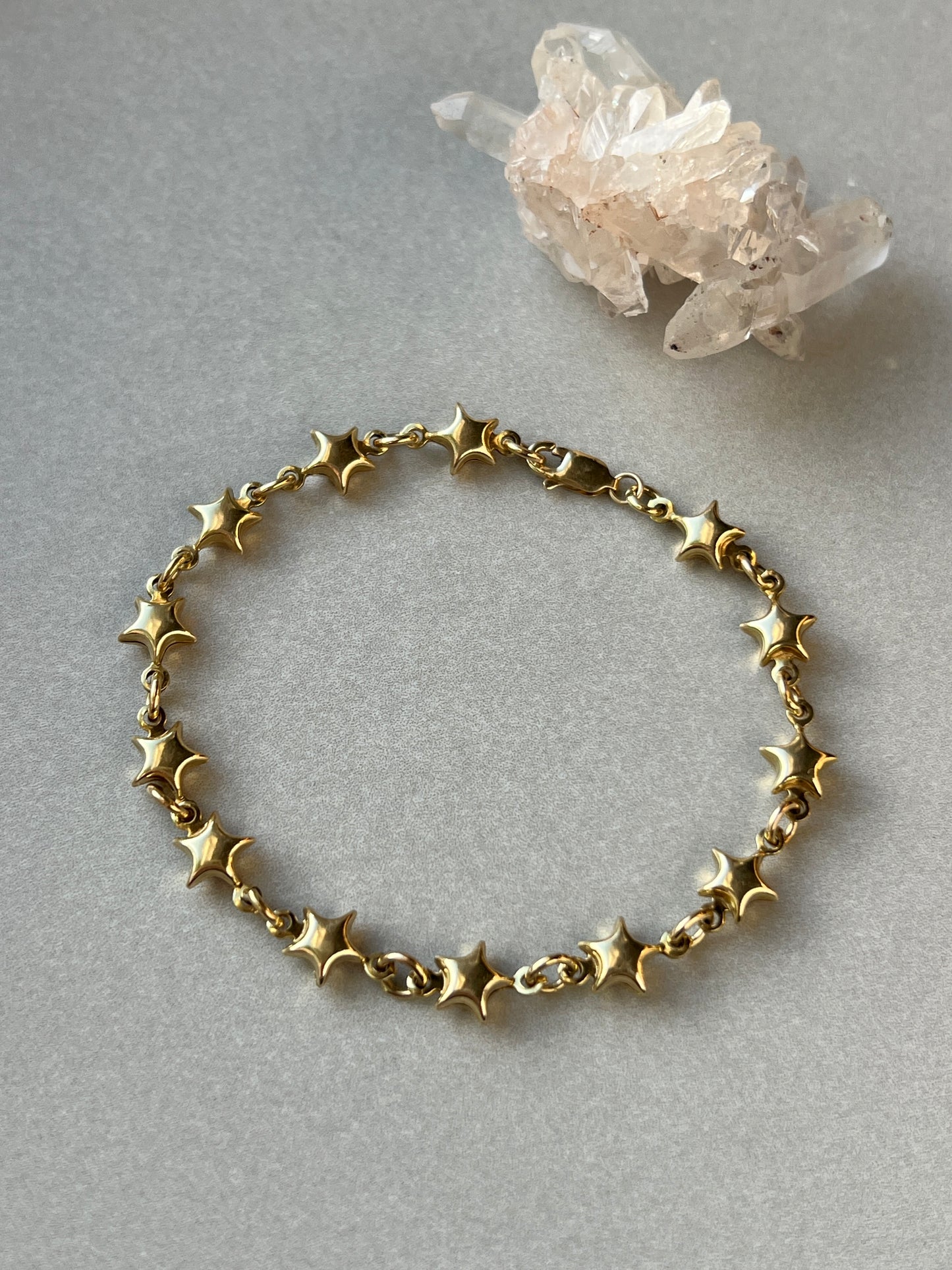 Vintage 14k Puffy Stars Link Bracelet