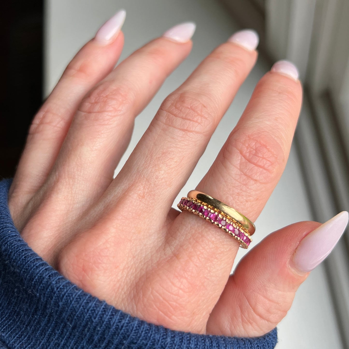 Vintage 14k Yellow Gold Ruby Eternity Band