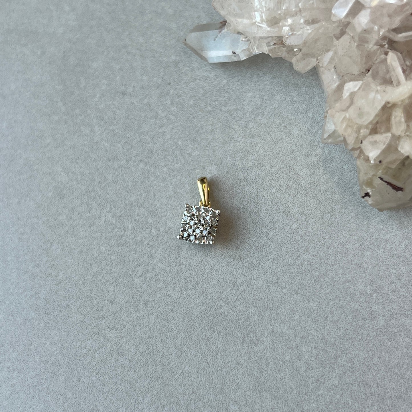 Vintage 10k Gold Square Diamond Charm