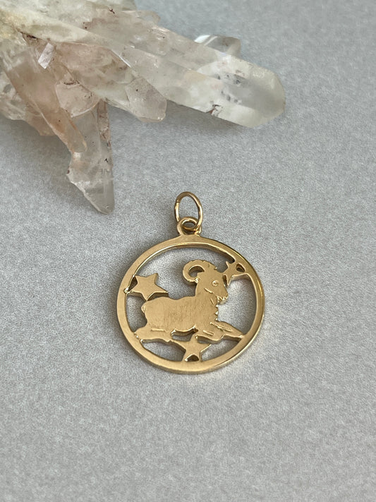 Vintage 14k Gold Celestial Aries Ram Zodiac Charm