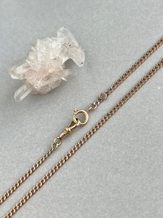 Antique 14k Gold 18” Curb Link Watch Chain Necklace