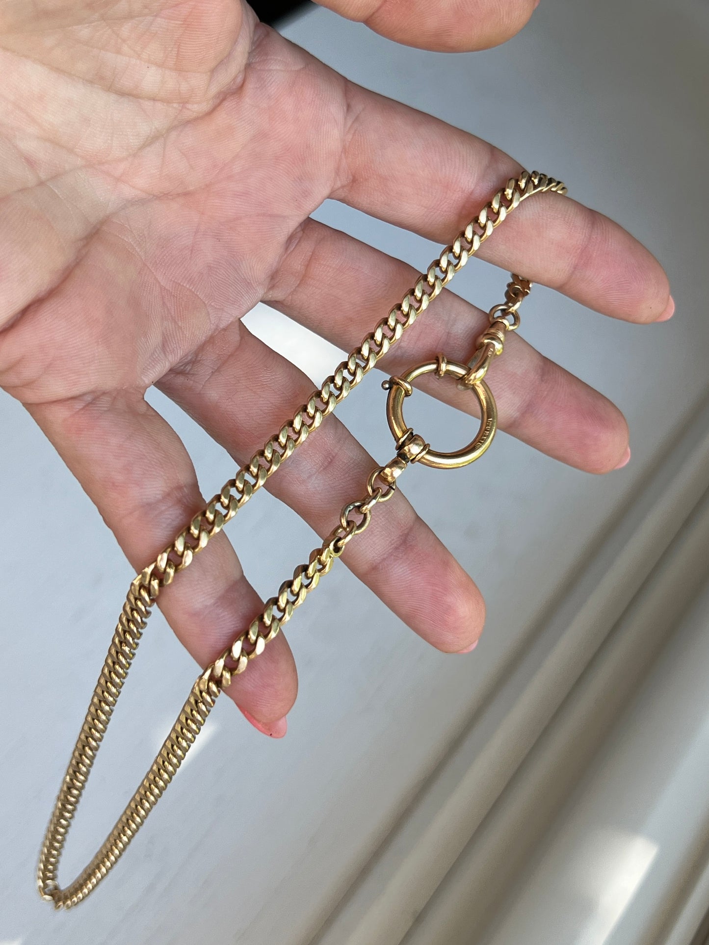 Vintage 14k Gold 17.5” Curb Link Watch Chain