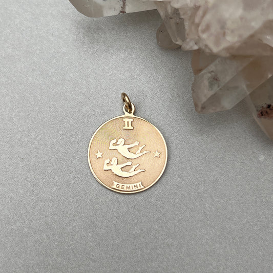 Vintage 14k Gold Large Gemini Zodiac Charm