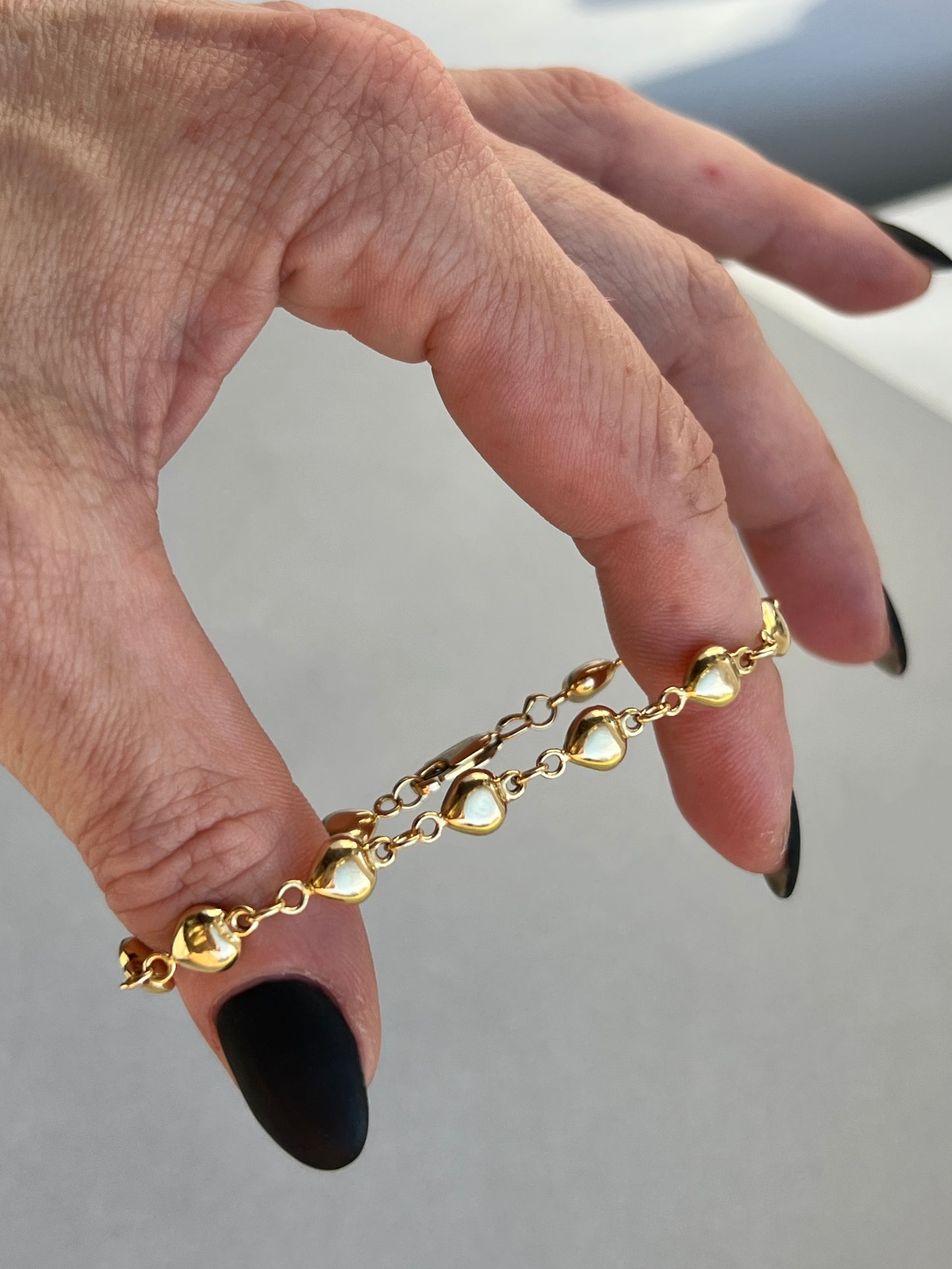 Vintage 14k Puffy Heart Link Bracelet