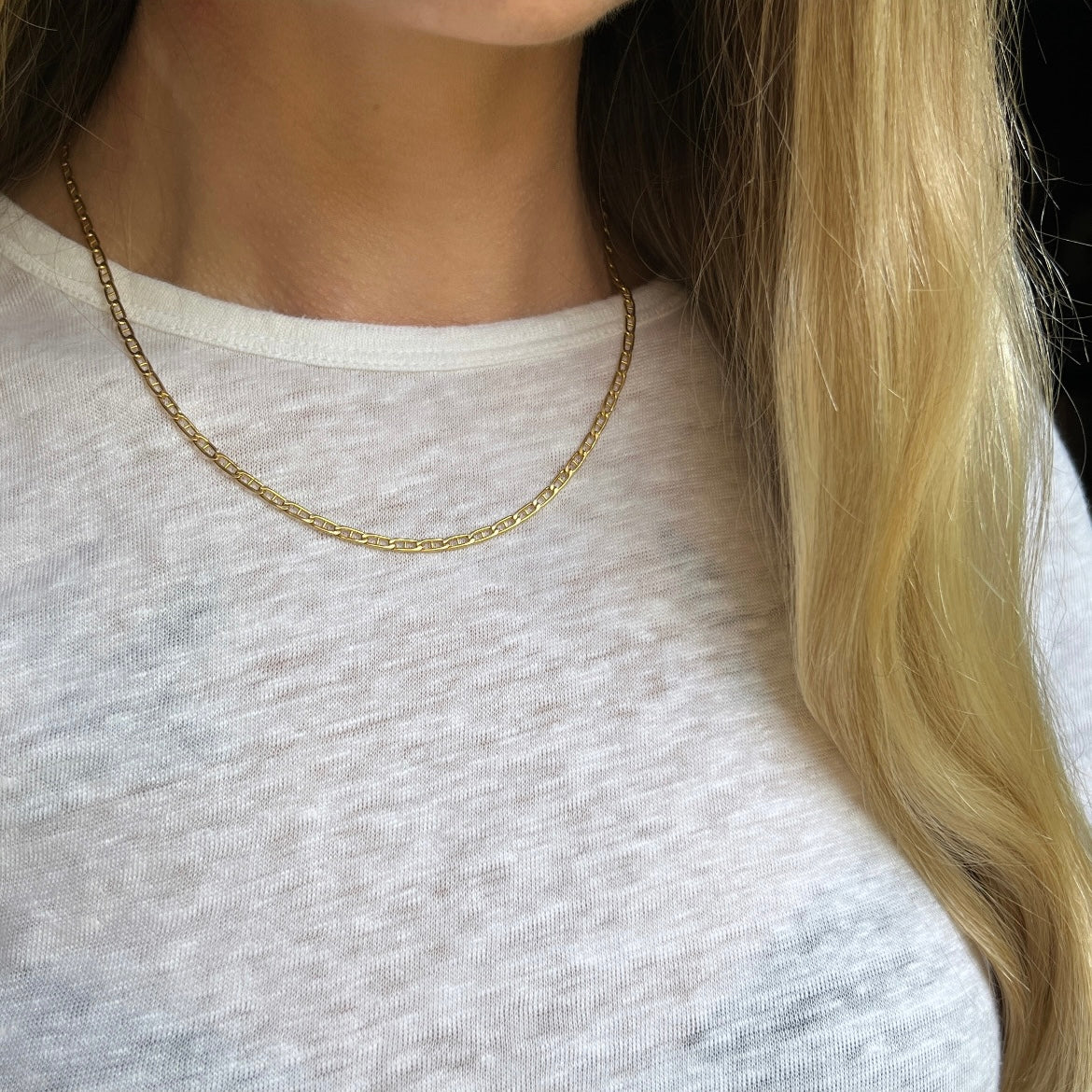 Vintage 14k Gold 18” Mariner/Anchor Link Chain Necklace