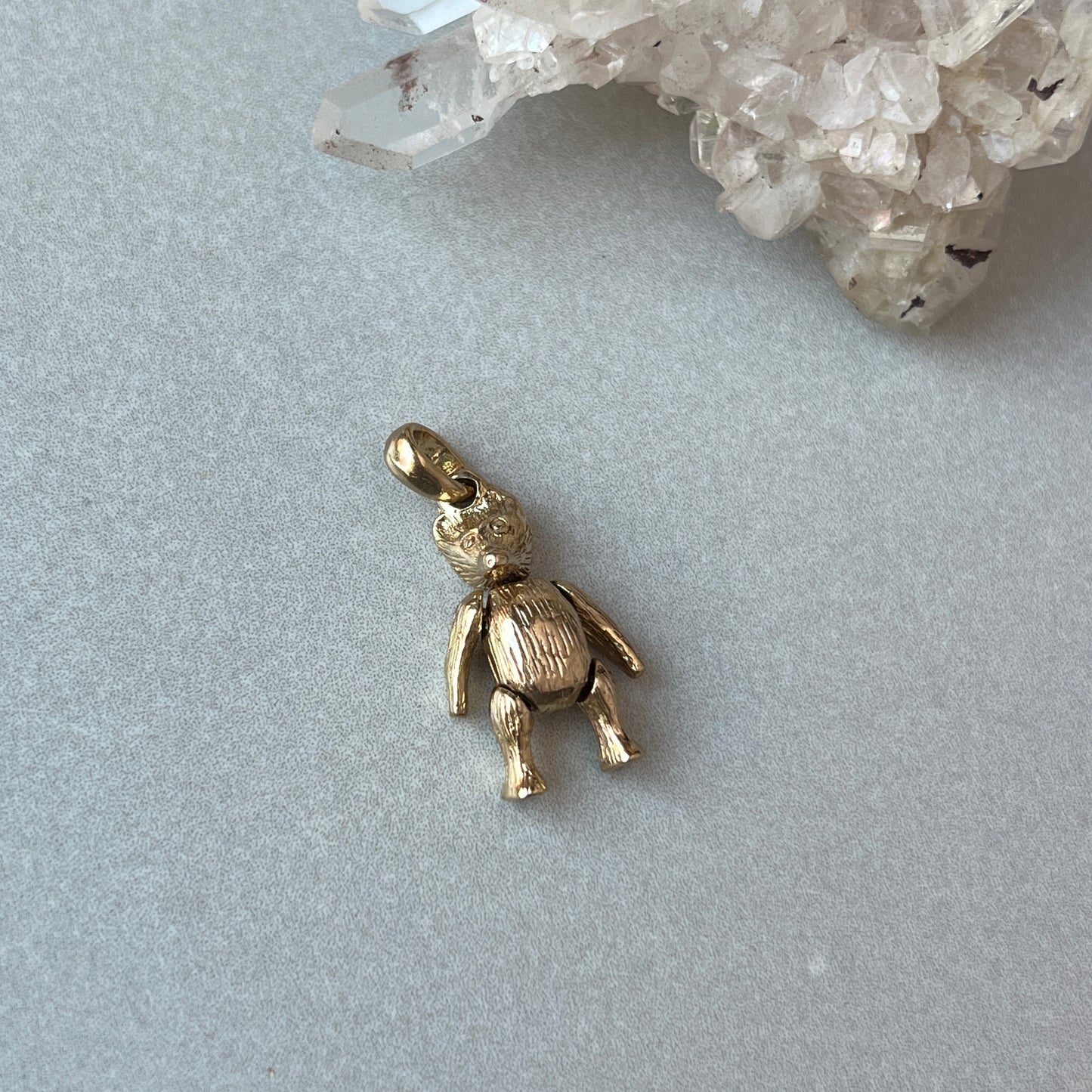 Vintage 9k Articulated Teddy Bear Charm