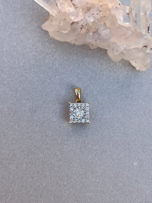 Vintage 14k Gold Square Diamond Framed Diamond Charm