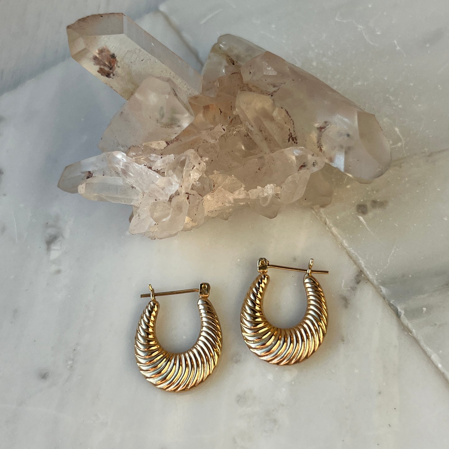 Vintage 14k Gold Shrimp Hoop Earrings