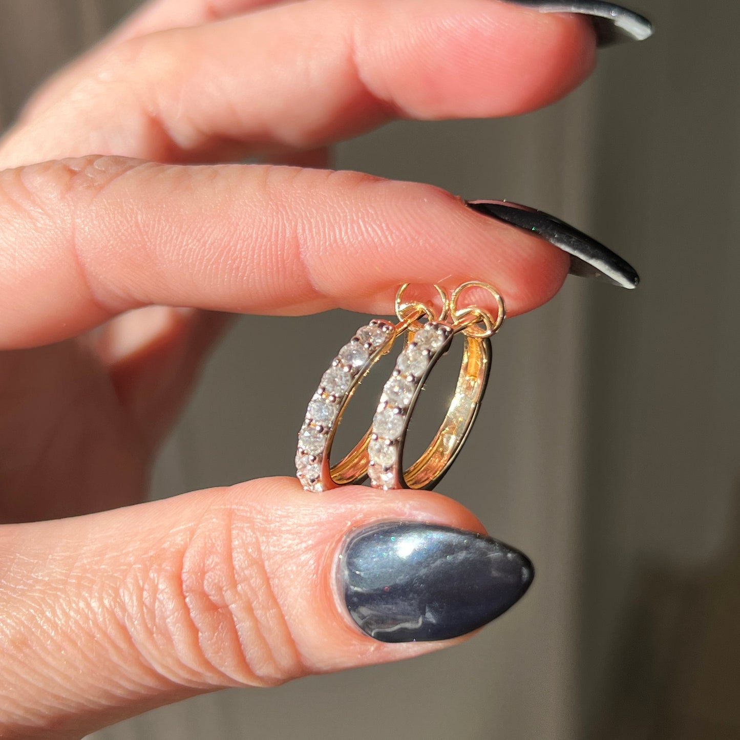 Estate 14k Gold + Natural Diamond Hoop Earrings