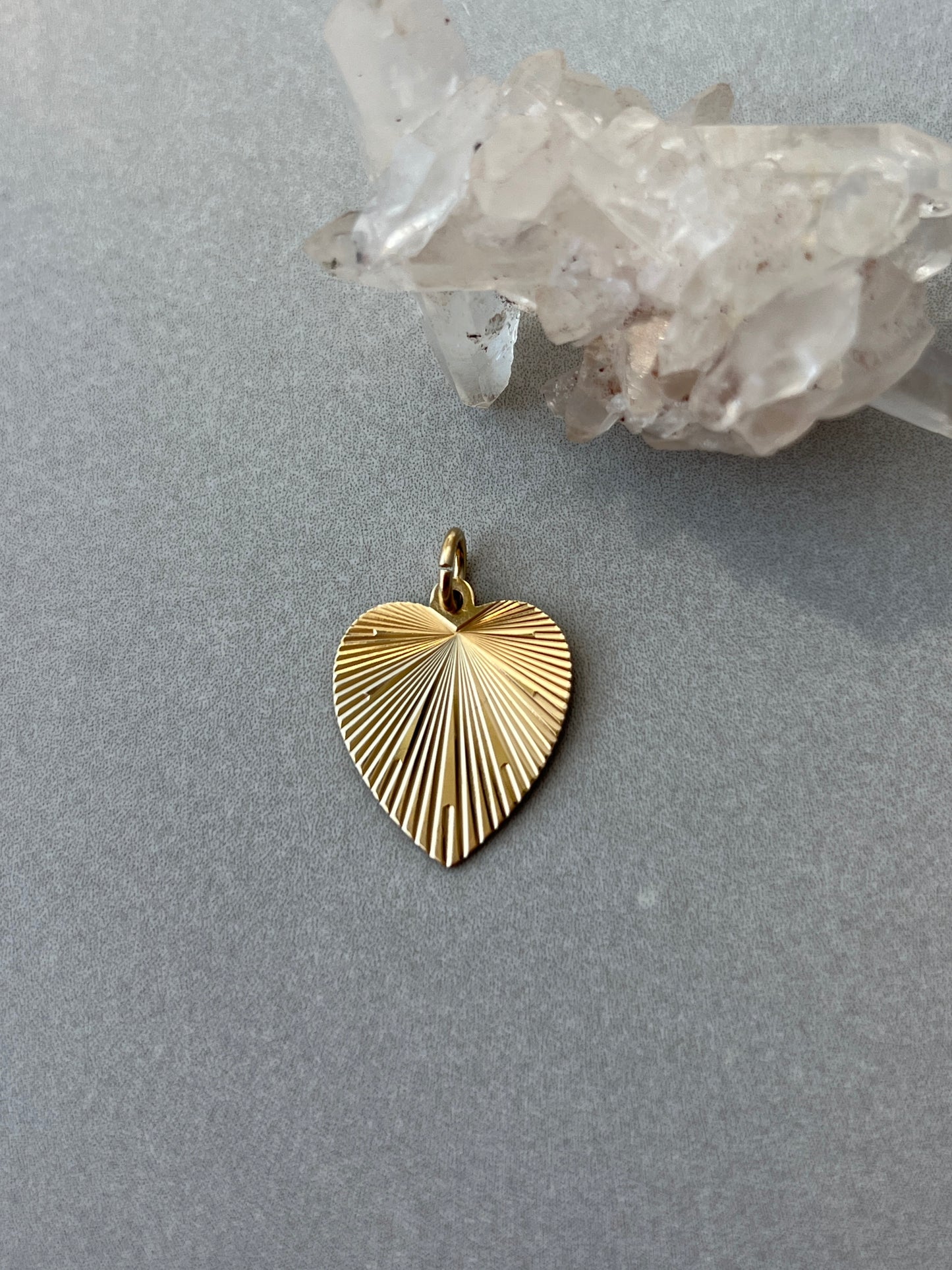 Vintage 14k Gold Midcentury Engine Turned Heart Charm