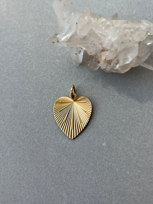 Vintage 14k Gold Midcentury Engine Turned Heart Charm