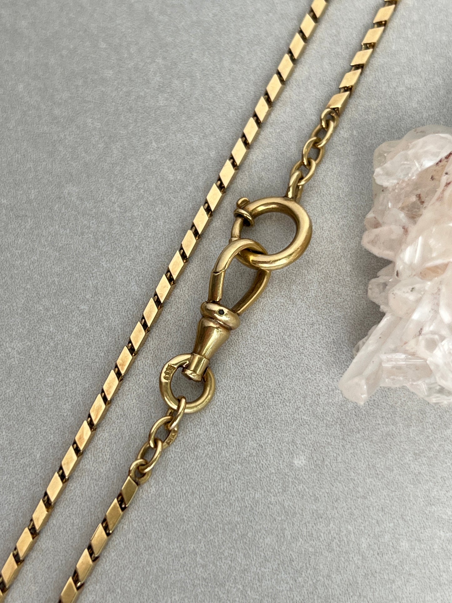 Antique 14k Gold 16” Geometric Link Watch Chain Necklace