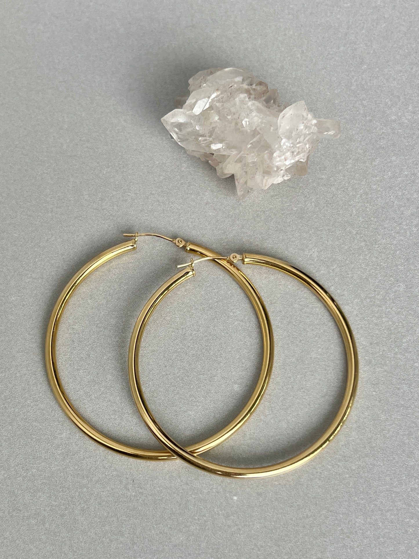 Vintage 14k Gold Large 2” Tube Hoop Earrings