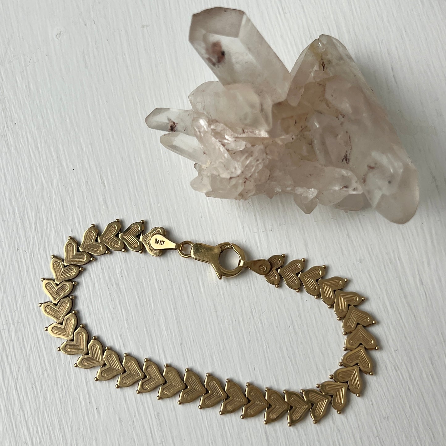 Vintage 14k Gold Flexible Heart Link Bracelet