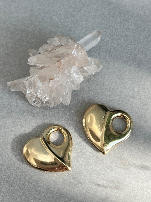 Vintage 14k Gold Floating Puffy Heart Charm (few small dings)