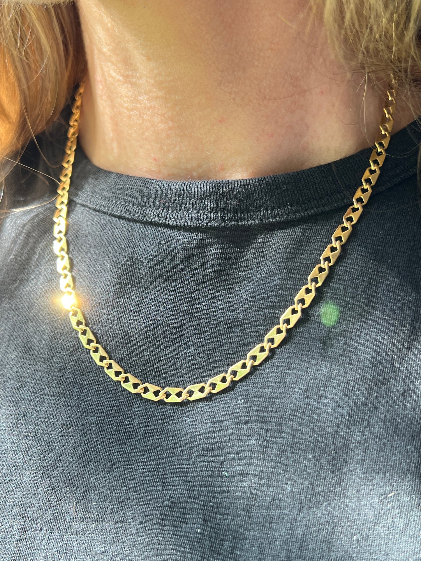 Vintage 14k Gold 18” ‘Razor’ Anchor Link Chain Necklace