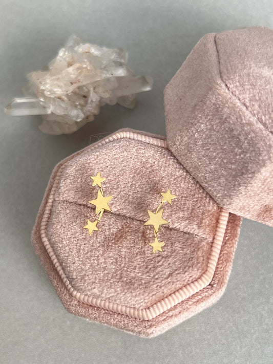 Vintage 14k Gold Cascading Star Earrings