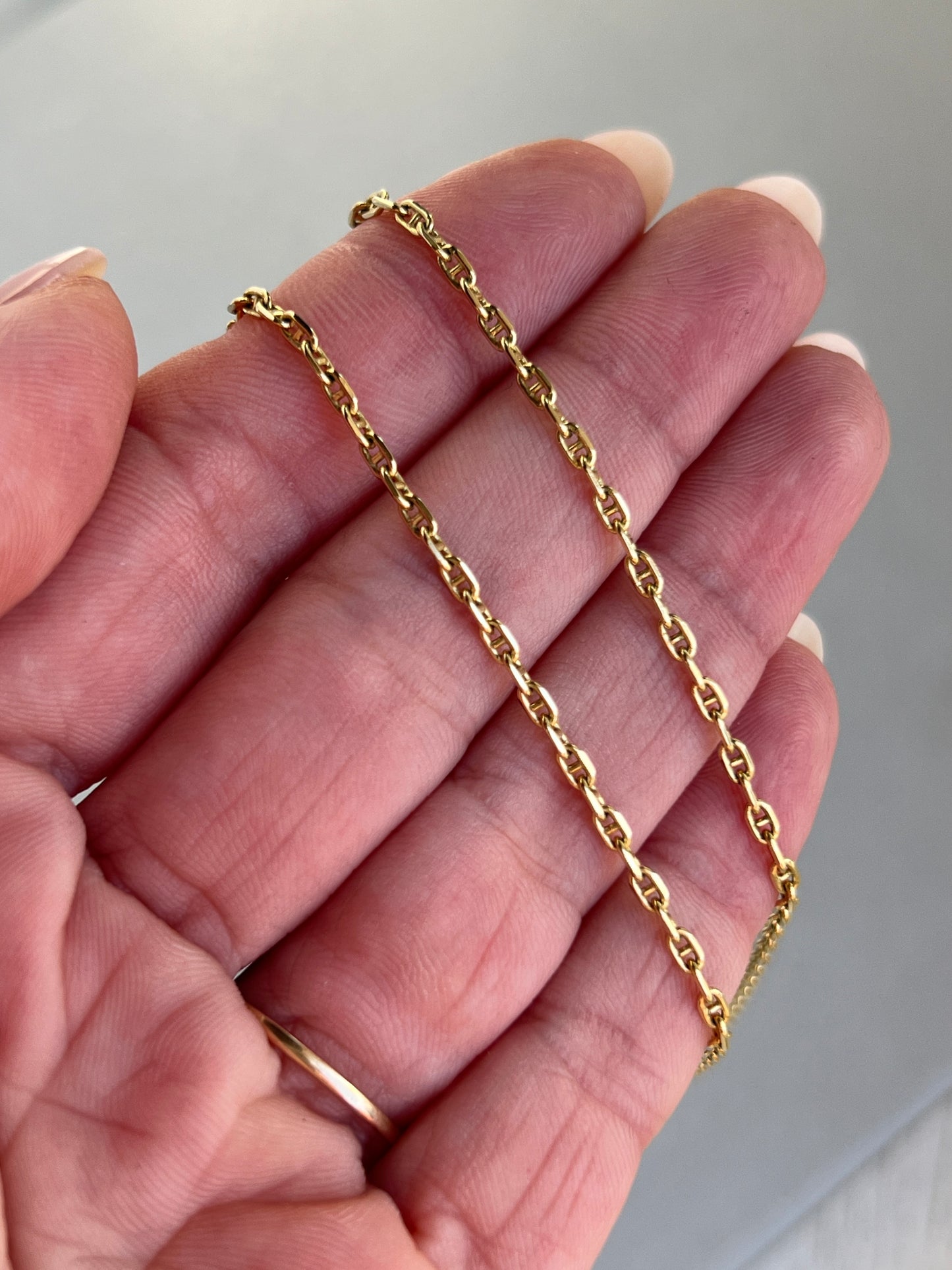 Vintage 14k Gold 23.75” Solid Anchor Link Chain