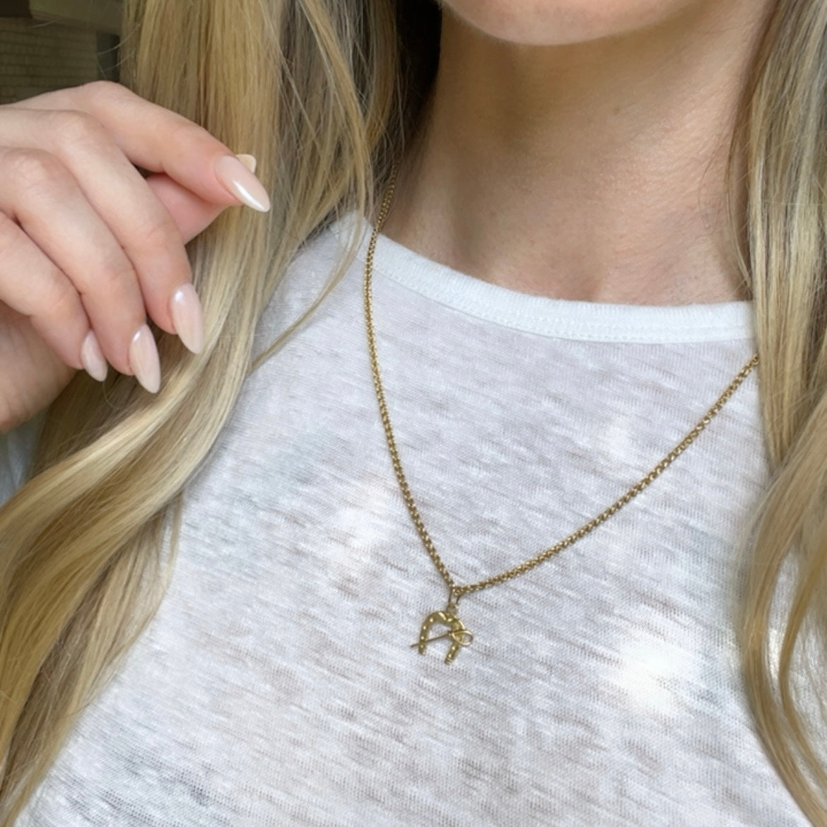 Vintage 14k Gold Horseshoe + Riding Whip Charm