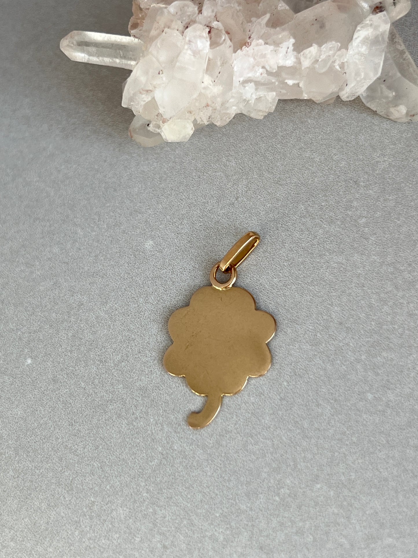 Vintage 14k Gold Hand Engraved Lucky Shamrock Charm