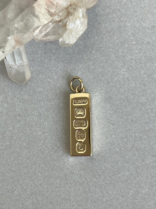 Vintage 9k Gold Ingot Bar Charm