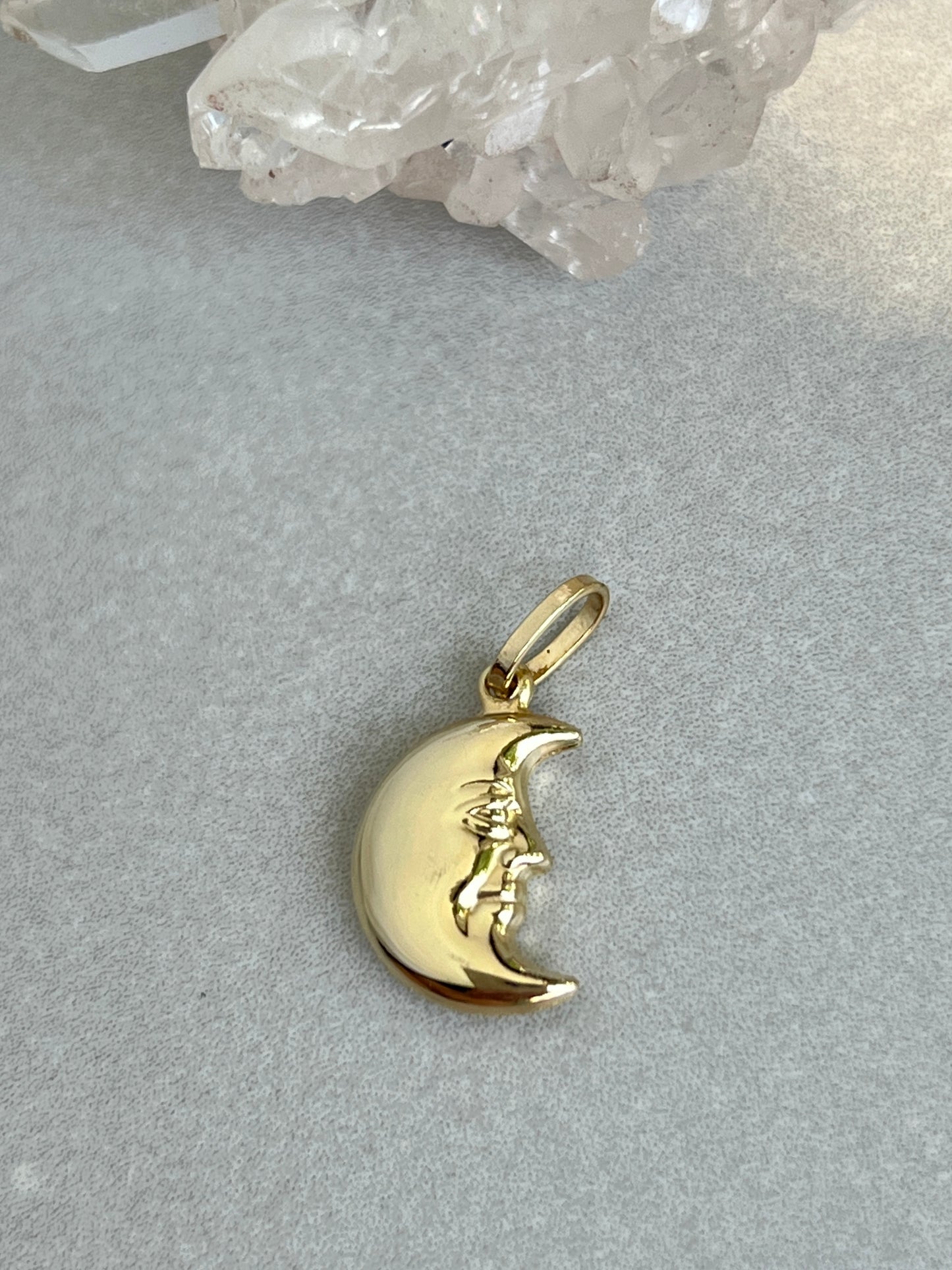 Vintage 14k Gold Puffy Man in the Moon Charm
