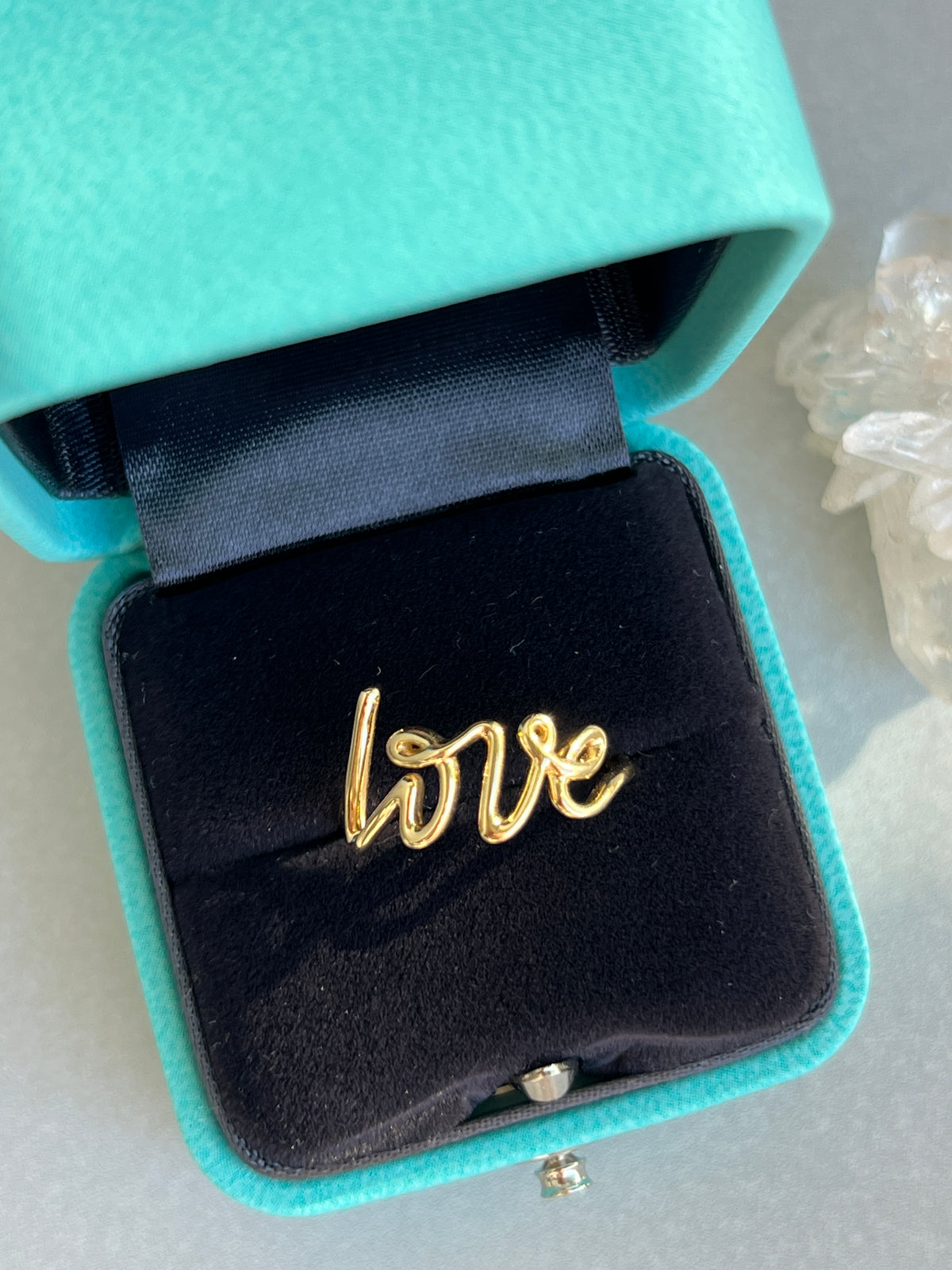 Estate 18k Gold Paloma Picasso + Tiffany & Co. ‘Love’ Script Ring (with Box)