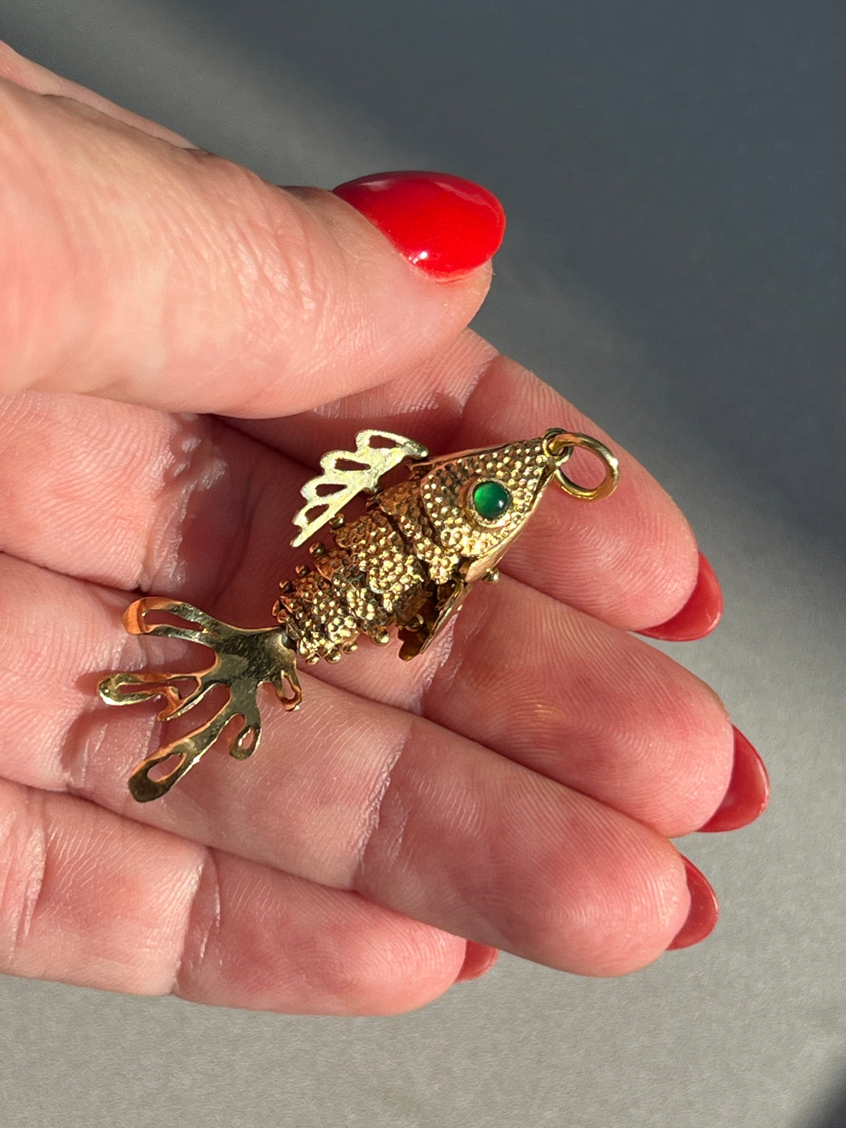 Vintage 18k Gold Articulated Fish Charm