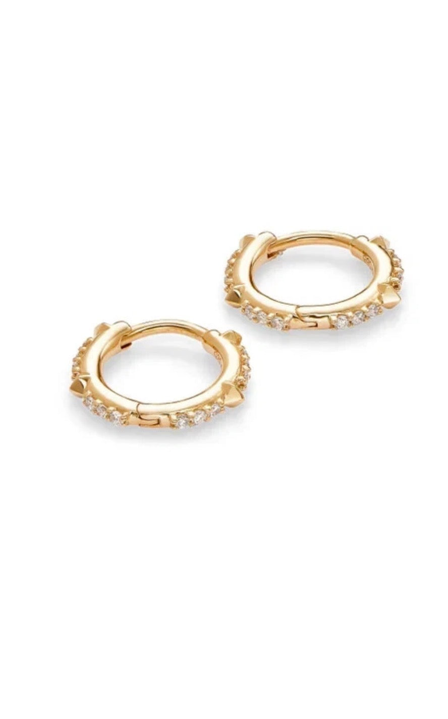 Estate 14k Gold ‘Jett’ Spiked Diamond Huggie Earrings by Kendra Scott