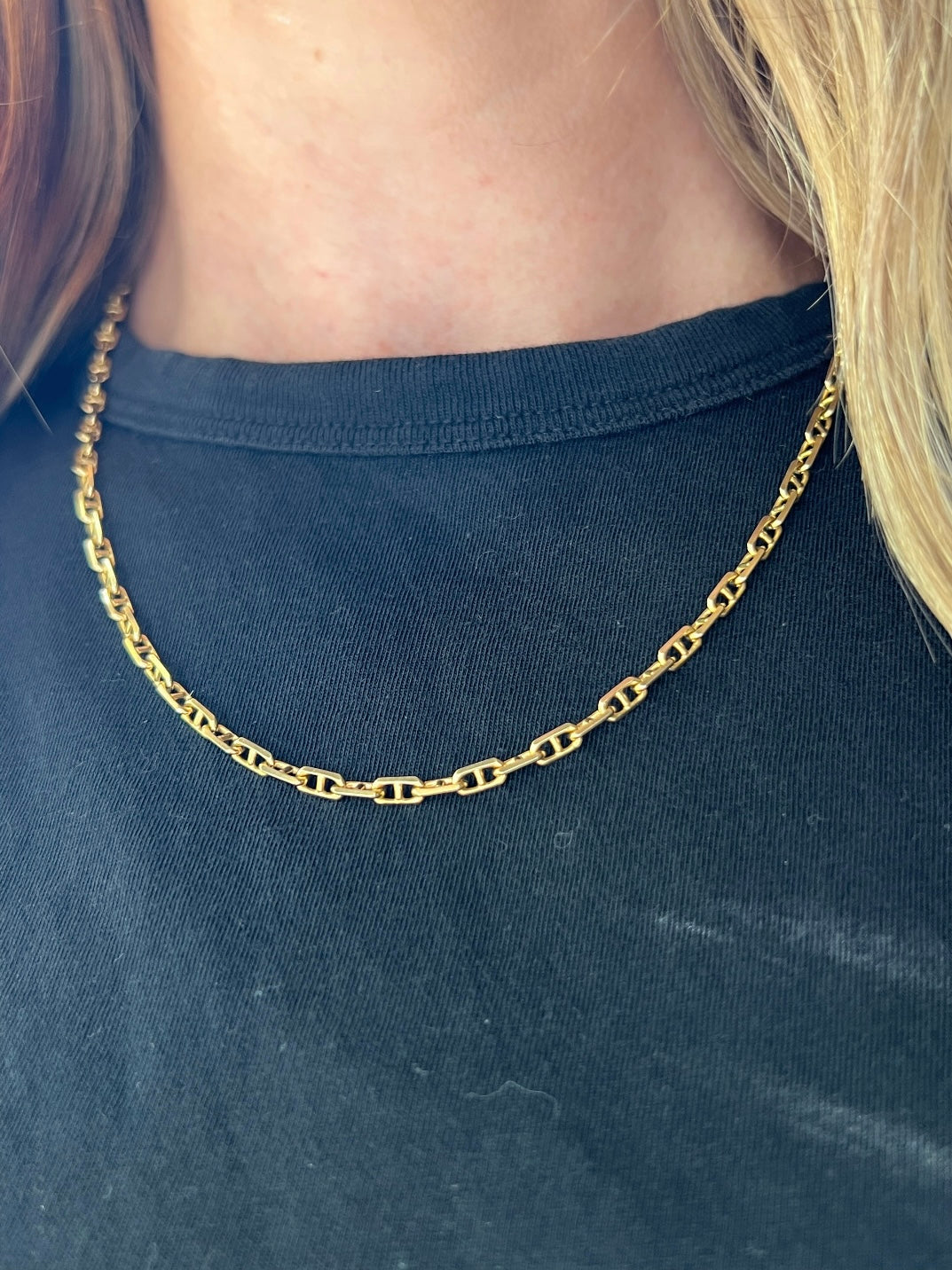 Vintage 14k Gold 18.5” Solid Anchor Link Chain