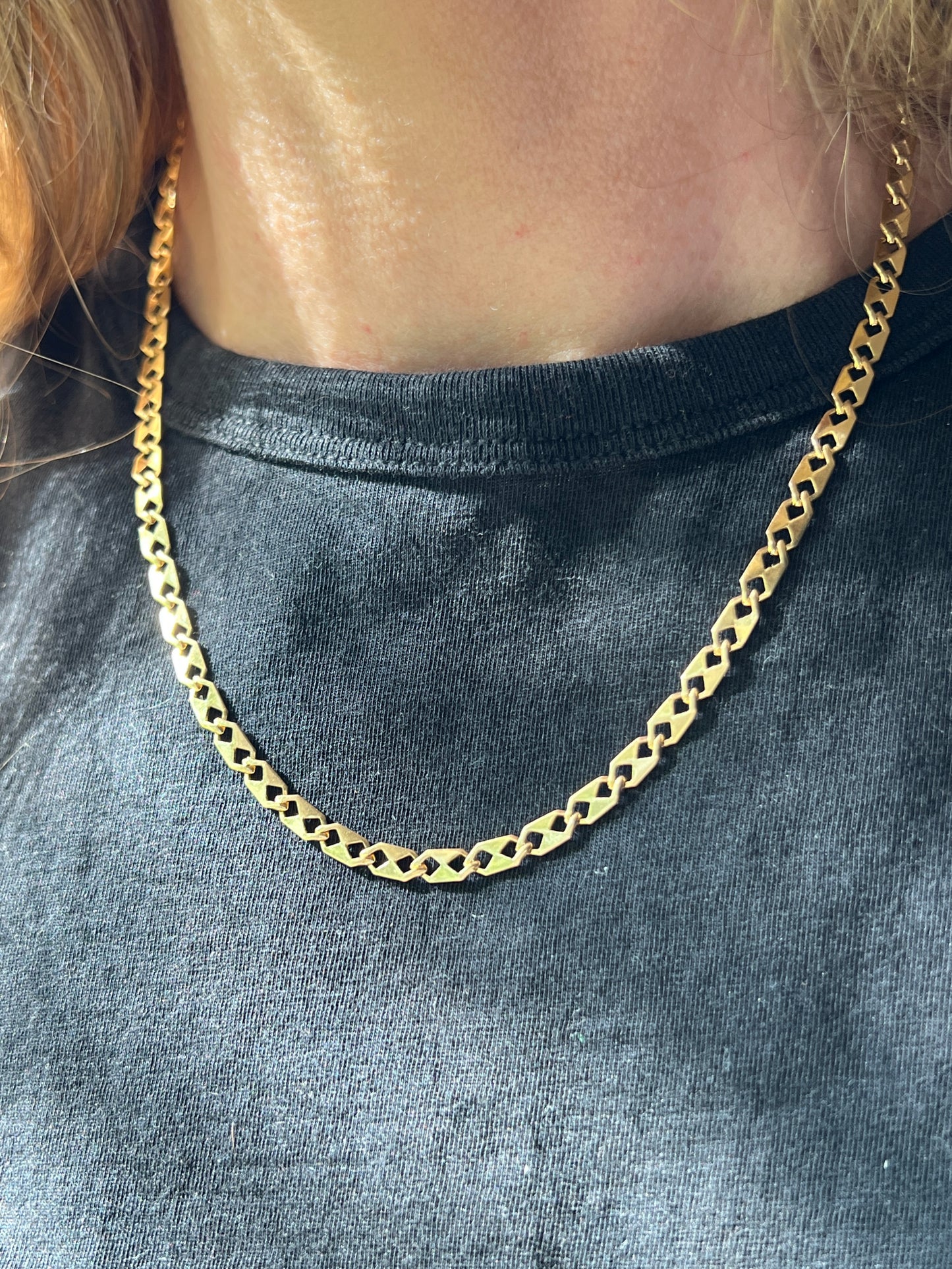 Vintage 14k Gold 18” ‘Razor’ Anchor Link Chain Necklace