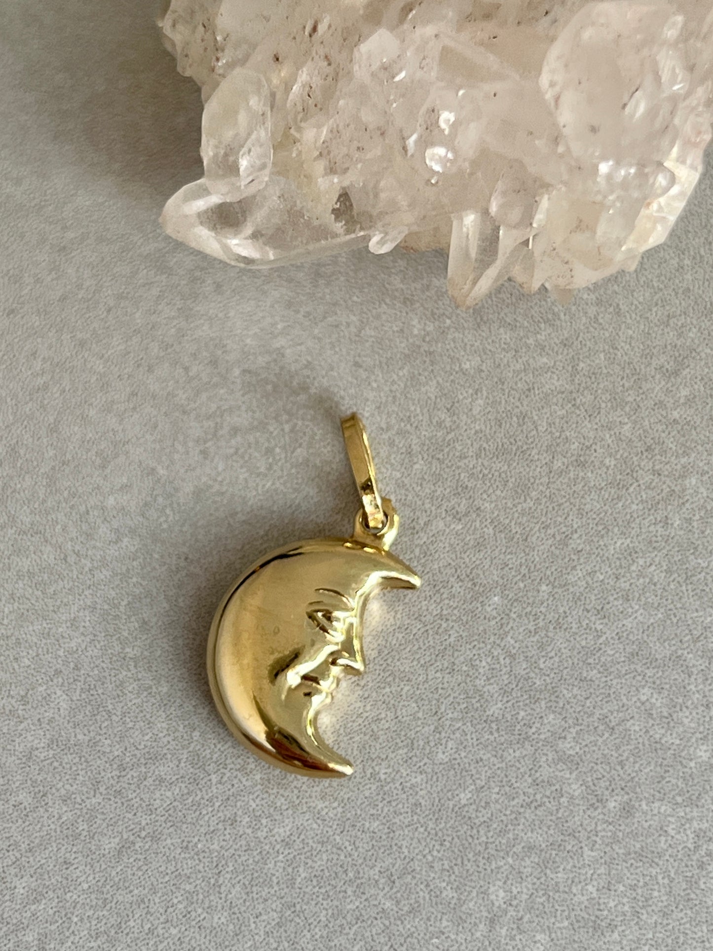 Vintage 14k Gold Puffy Man in the Moon Charm