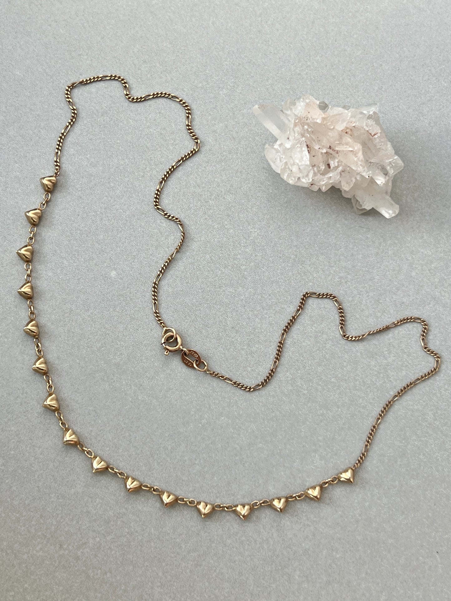 Vintage 14k Gold 16” Heart Fringe Necklace
