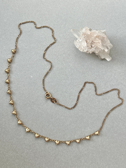 Vintage 14k Gold 16” Heart Fringe Necklace