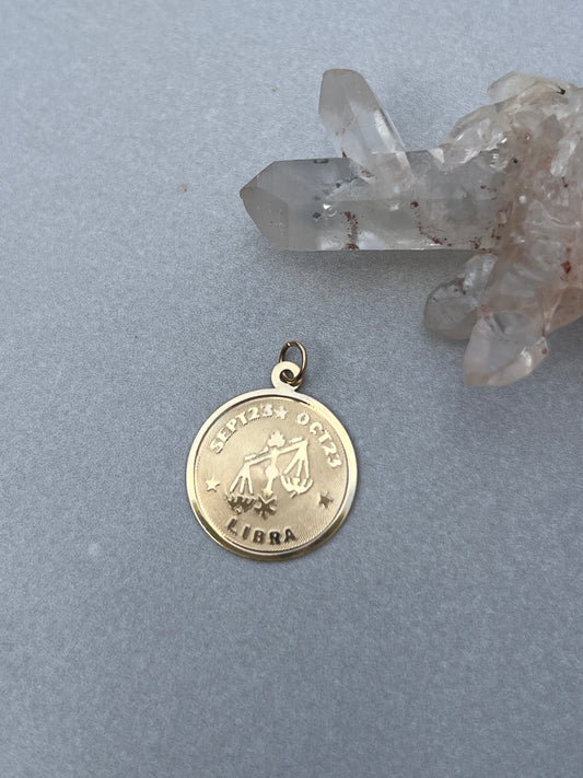 Vintage 14k Gold Libra Zodiac Coin Charm