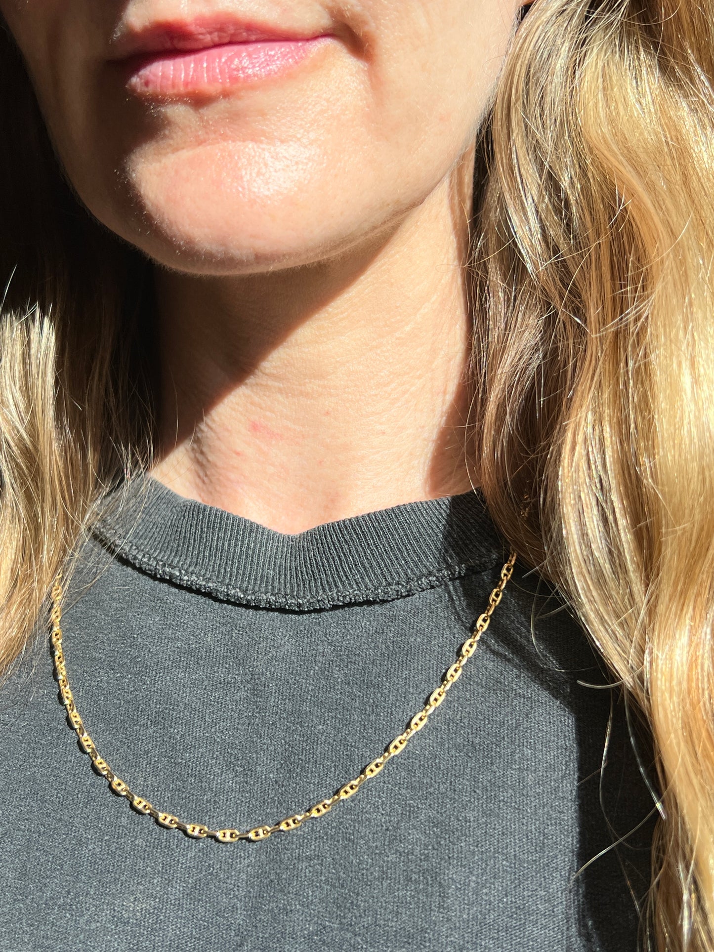 Vintage 14k Gold 20” Solid Anchor Link Chain