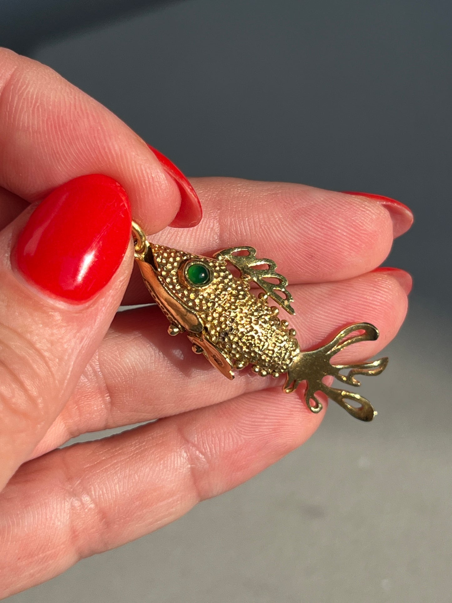 Vintage 18k Gold Articulated Fish Charm