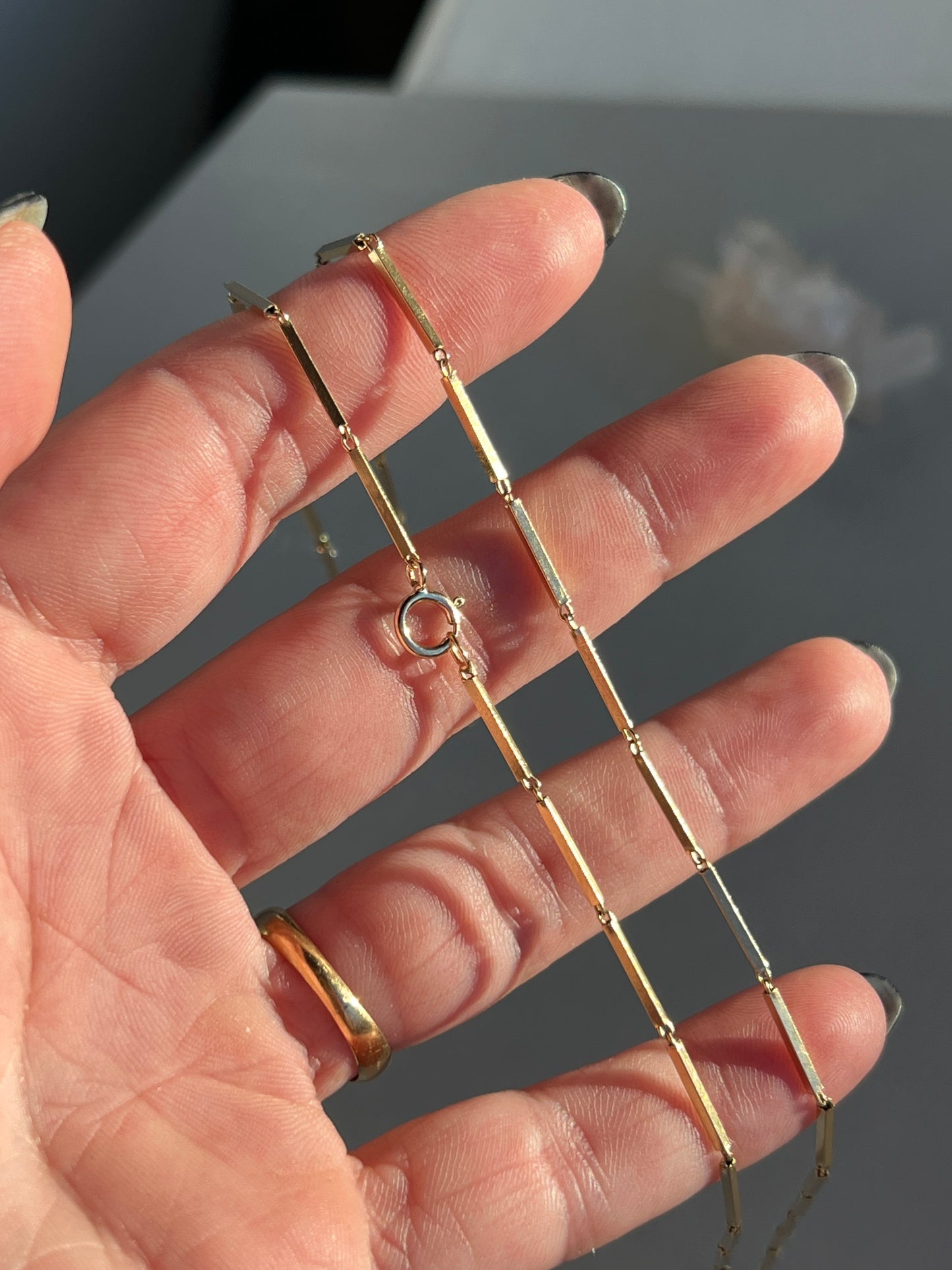 Vintage 14k Gold 28” Bar Link Chain