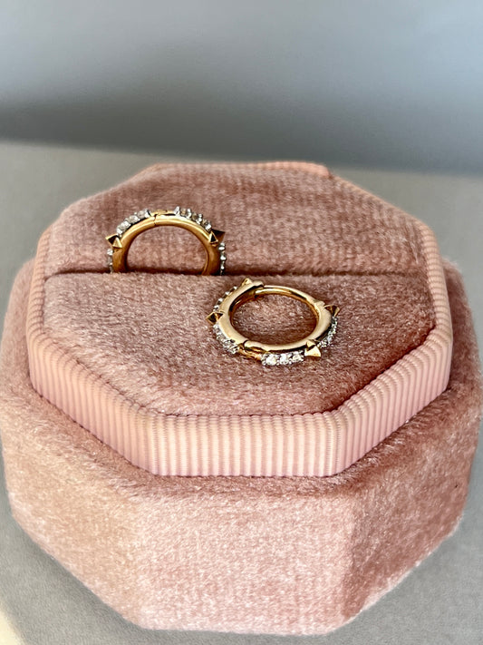 Estate 14k Gold ‘Jett’ Spiked Diamond Huggie Earrings by Kendra Scott