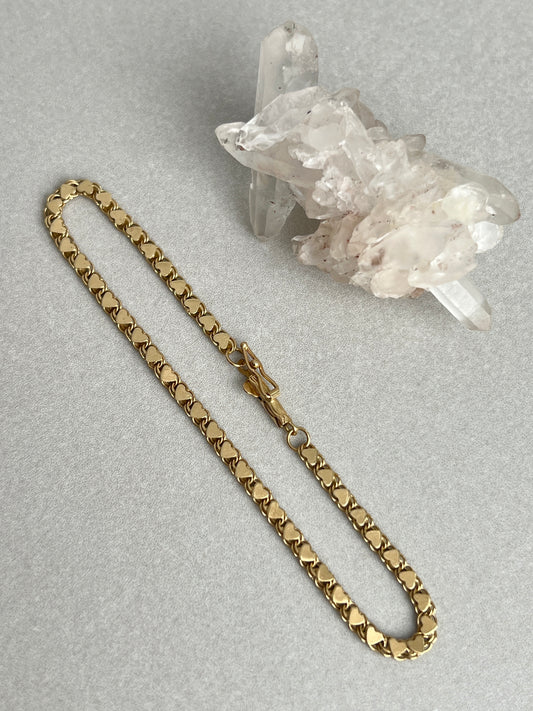 Vintage 14k Gold Mirror Heart Link Bracelet